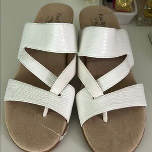 Kim Rogers White Sandals Crisscross Design Flat Sole
